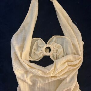 Cream Halter Top with Ring Detail
